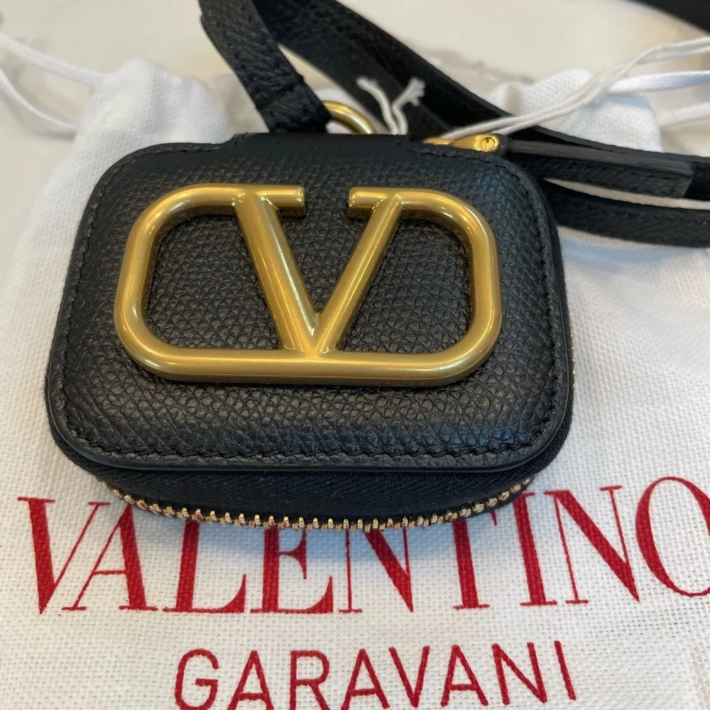 VALENTINO GARAVANI VLogo Calfskin Airpods Pro Case With Leather Strap